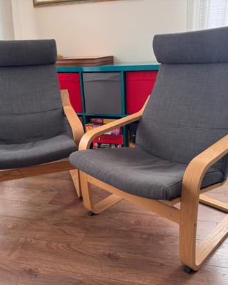 Coppia poltrone IKEA POANG legno e tessuto grigio