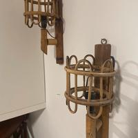 Coppia applique midollino originali vintage