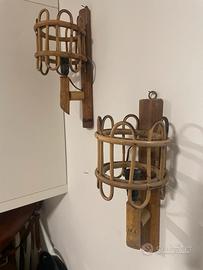 Coppia applique midollino originali vintage