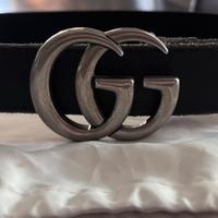 Cintura gucci argento opaca (GG Marmont thin belt)