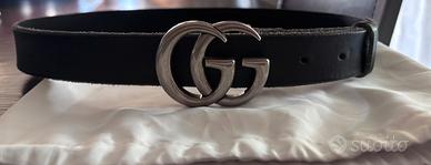 Cintura gucci argento opaca (GG Marmont thin belt)