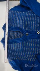 CARDIGAN VINTAGE IN LANA FATTO A MANO AI FERRI BLU