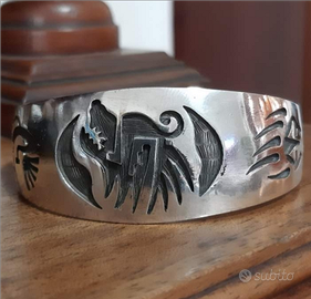 Bracciale uomo argento 925 navajo orso kokopelli