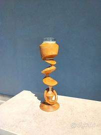 porta candela in legno artigianale