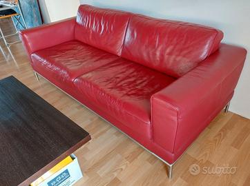 Divano vera pelle rosso usato, Ikea