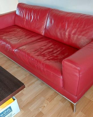 Divano vera pelle rosso usato, Ikea