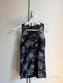 Canotta Donna Nera Floreale in Pizzo Elegante