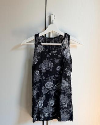 Canotta Donna Nera Floreale in Pizzo Elegante