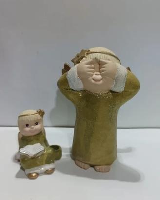 Set Statue Angioletti In Gesso Decorativi Natalizi