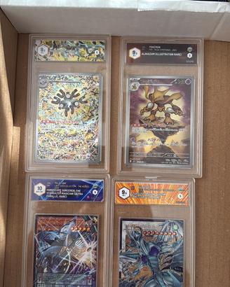 Lotto 4 carte gradate Pokemon-YuGiOh