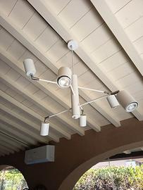 2 Lampadari design moderno minimal bianco 6 luci