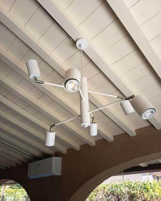 2 Lampadari design moderno minimal bianco 6 luci