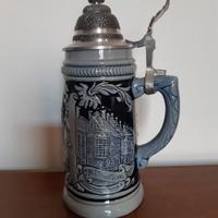 Boccale da birra in ceramica coperchio in peltro