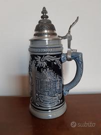 Boccale da birra in ceramica coperchio in peltro