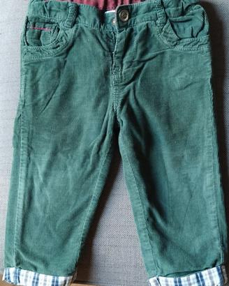 Pantalone Chicco velluto verde a costine 12 mesi
