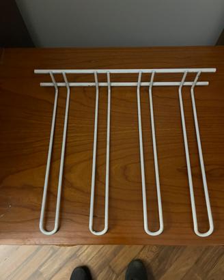 Struttura organiser a parete con 4ganci in metallo