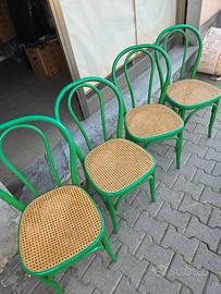 4 sedie tipo thonet verdi brillanti