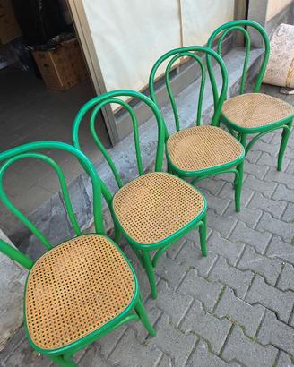 4 sedie tipo thonet verdi brillanti