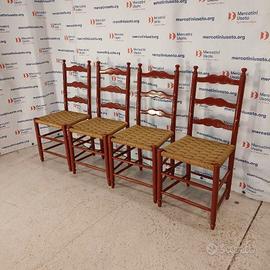 4 Sedie Laccate rosse