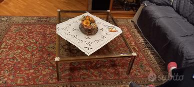 Tavolo da salotto in ottone e acciaio