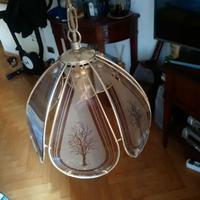 Lampadario lanterna vintage 1 luce metallo e vetro