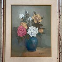 Quadro dipinto ad olio, rose, fiori di A. Tarroni