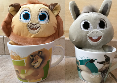 Coppia Dreamworks  di 2 peluche con tazza mug