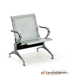 Panca per sala attesa 1 posto in acciaio Silver