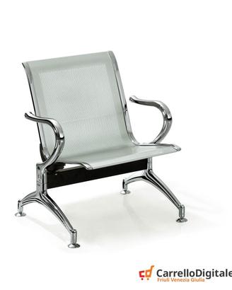 Panca per sala attesa 1 posto in acciaio Silver