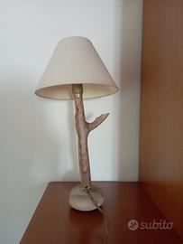 Lampada legno  sasso artigianale vintage MILANO 96
