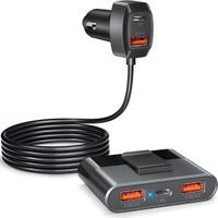 Caricabatteria da auto a 5 porte multiple, 76W USB
