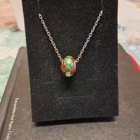 charm in vetro di Murano con Catenina in acciaio 