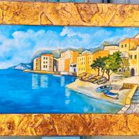 Quadro co Amalfi dipinto a mano su tela firmato.
