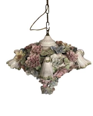 Lampadario di porcellana di Capo di Monte