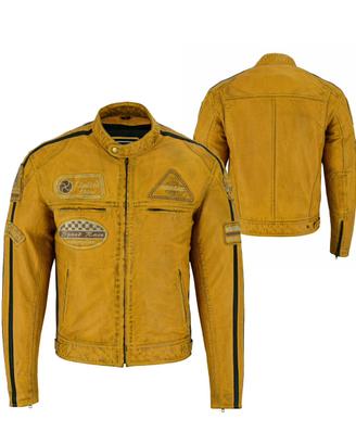 Giacca moto pelle uomo “vintage gialla