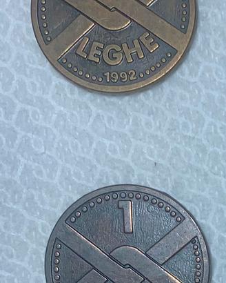 Monete o gettoni da 1 Lega e 5 Leghe datati 1992
