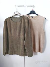 Maglia e gilet laminato oro, nero e champagne Set