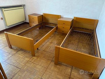 2 strutture letto 80x190, comodini legno