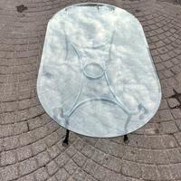 Tavolino ferro battuto e cristallo