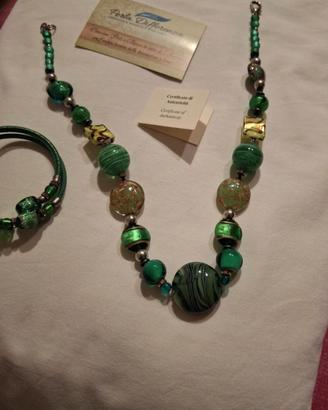 collana e bracciale in vetro di Murano 