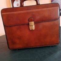 Borsa a mano  vera pelle da medico rigida, vintage