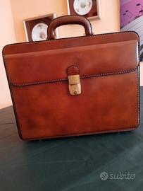 Borsa a mano  vera pelle da medico rigida, vintage