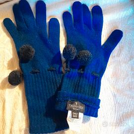 Guanti Trussardi Sport blu elettrico con pompon