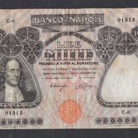 Banconota lire 1000 banco di napoli del 1918