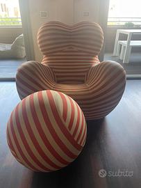 Poltrona UP Soara rigato, beige/arancio