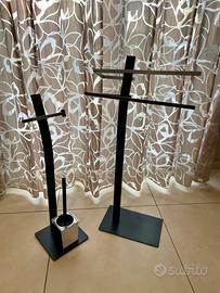 Porta asciugamano porta rotolo scopino acciaio