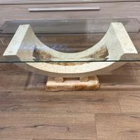Tavolino salotto in vetro e pietra