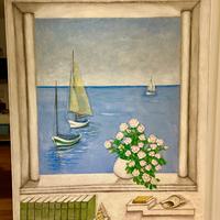 Pittura paesaggio marino su tela grande formato
