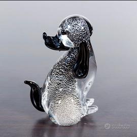 Cane in vetro di Murano e argento