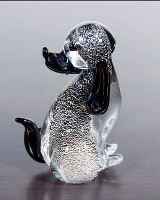 Cane in vetro di Murano e argento